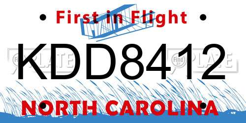 KDD8412 North Carolina License Plate