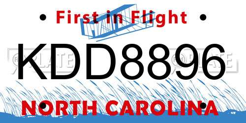 KDD8896 North Carolina License Plate