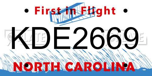 KDE2669 North Carolina License Plate