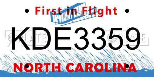 KDE3359 North Carolina License Plate
