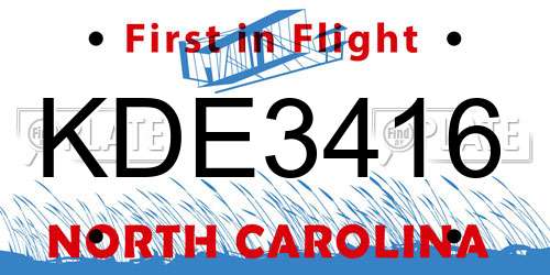 KDE3416 North Carolina License Plate