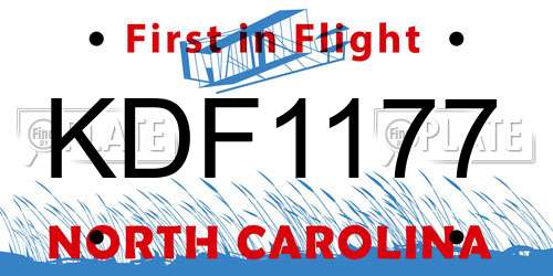 KDF1177 North Carolina License Plate