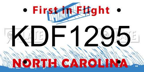 KDF1295 North Carolina License Plate