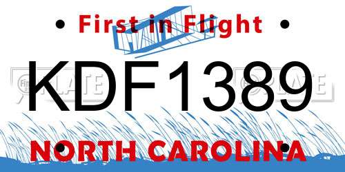 KDF1389 North Carolina License Plate