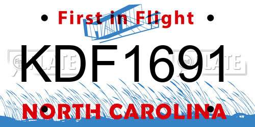 KDF1691 North Carolina License Plate