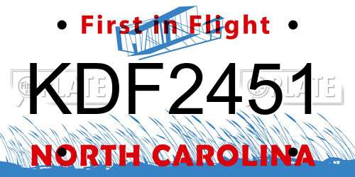 KDF2451 North Carolina License Plate