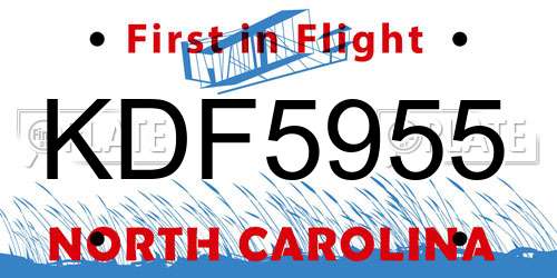 KDF5955 North Carolina License Plate