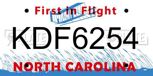 KDF6254 North Carolina License Plate