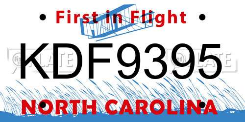 KDF9395 North Carolina License Plate