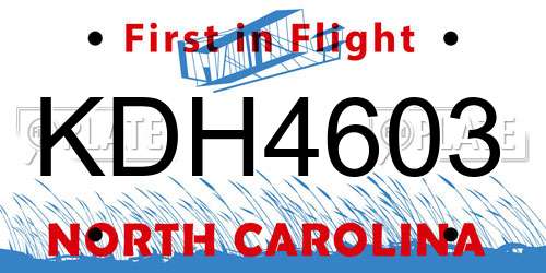 KDH4603 North Carolina License Plate