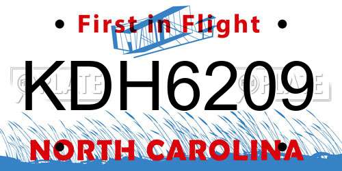 KDH6209 North Carolina License Plate