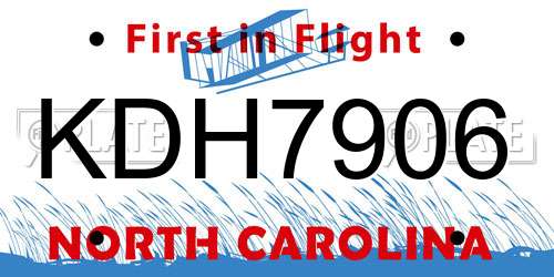 KDH7906 North Carolina License Plate