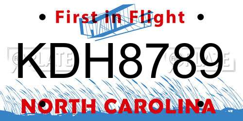 KDH8789 North Carolina License Plate