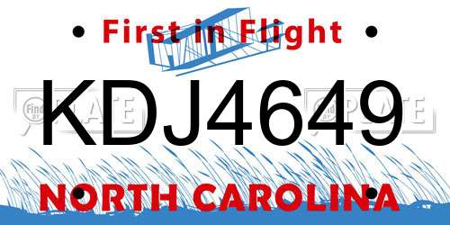 KDJ4649 North Carolina License Plate