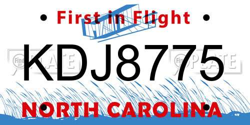KDJ8775 North Carolina License Plate