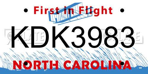 KDK3983 North Carolina License Plate