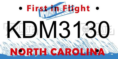 KDM3130 North Carolina License Plate