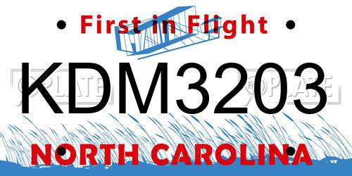 KDM3203 North Carolina License Plate