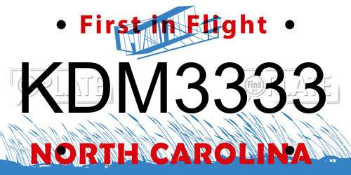 KDM3333 North Carolina License Plate