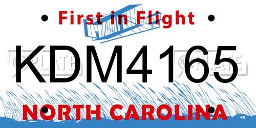 KDM4165 North Carolina License Plate