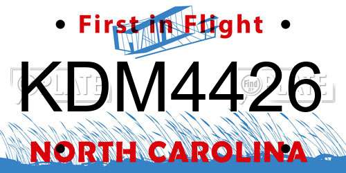 KDM4426 North Carolina License Plate