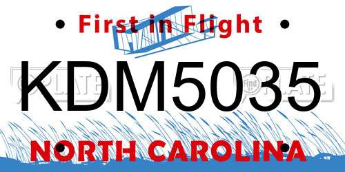 KDM5035 North Carolina License Plate