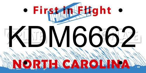 KDM6662 North Carolina License Plate