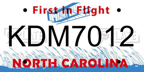 KDM7012 North Carolina License Plate