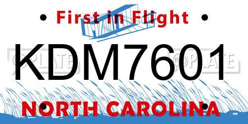 KDM7601 North Carolina License Plate