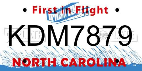 KDM7879 North Carolina License Plate