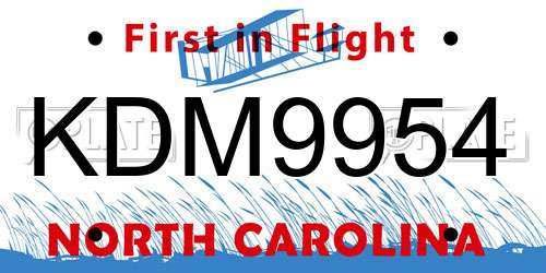 KDM9954 North Carolina License Plate