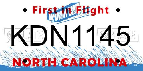 KDN1145 North Carolina License Plate