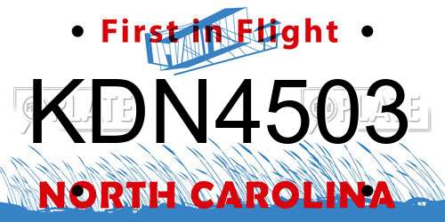 KDN4503 North Carolina License Plate