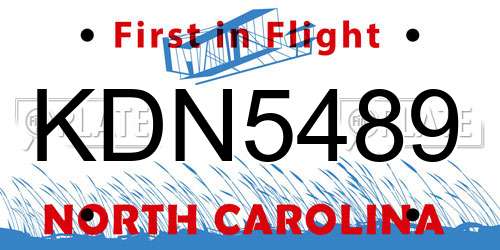 KDN5489 North Carolina License Plate