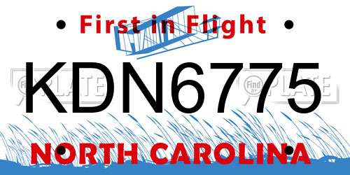 KDN6775 North Carolina License Plate