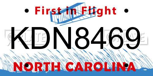 KDN8469 North Carolina License Plate