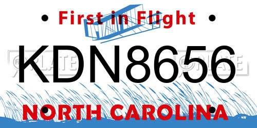 KDN8656 North Carolina License Plate