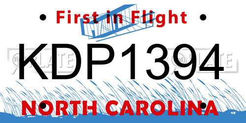 KDP1394 North Carolina License Plate