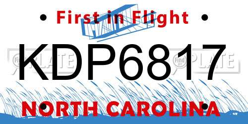 KDP6817 North Carolina License Plate
