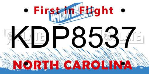 KDP8537 North Carolina License Plate