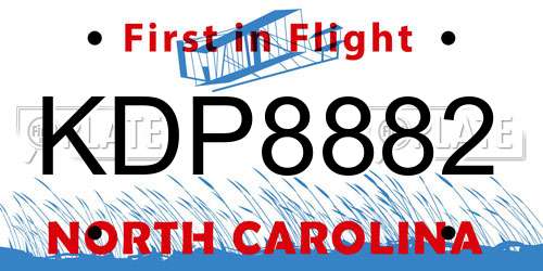 KDP8882 North Carolina License Plate