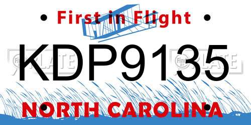 KDP9135 North Carolina License Plate