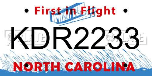 KDR2233 North Carolina License Plate