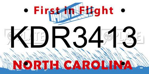 KDR3413 North Carolina License Plate