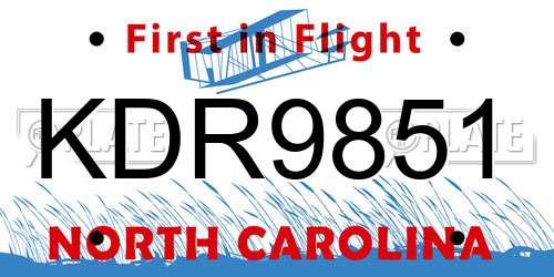 KDR9851 North Carolina License Plate