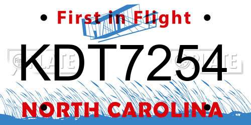 KDT7254 North Carolina License Plate
