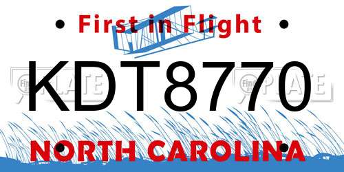 KDT8770 North Carolina License Plate
