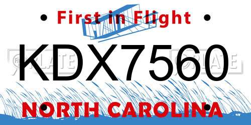 KDX7560 North Carolina License Plate