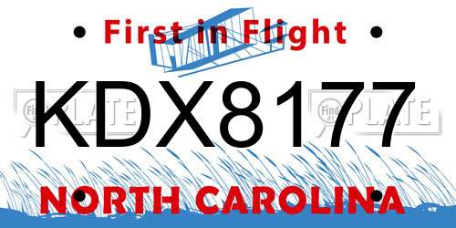 KDX8177 North Carolina License Plate