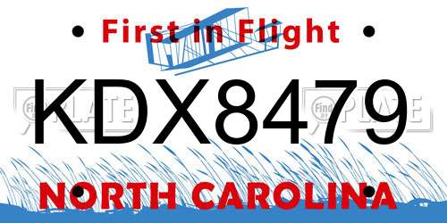 KDX8479 North Carolina License Plate